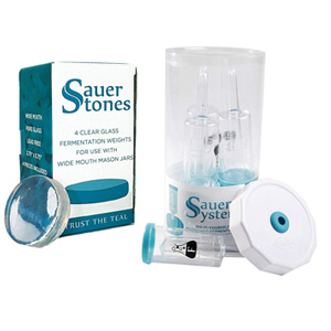 Sauer System Airlock Lids and Sauer Stones Glass Fermentation Weights