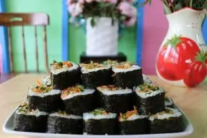 plate of avacado_sauerkraut_sushi_recipe