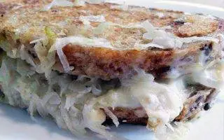 cheese sandwich with cooked sauerkraut