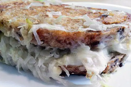 cheese sandwich with cooked sauerkraut