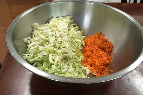 making sauerkraut in steel bowl