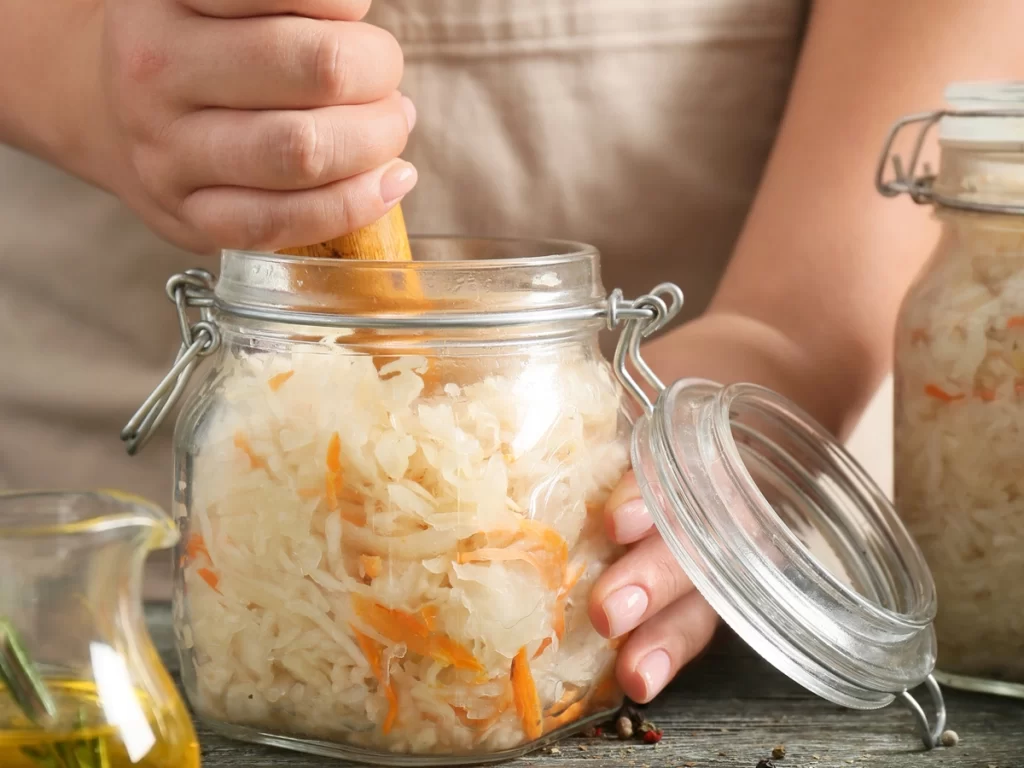 pack down cabbage in sauerkraut recipe
